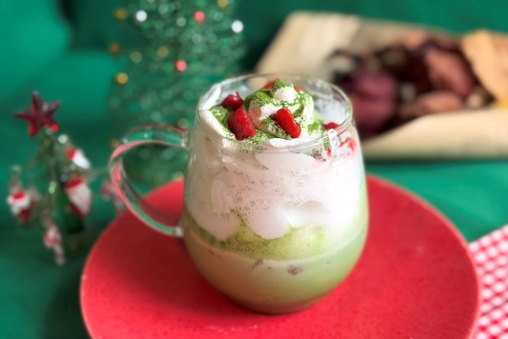 Matcha Strawberry Christmas Latte