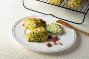 Matcha Almond Milk Scones with Tofu Matcha Milk Cream